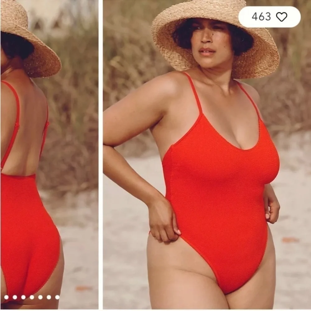 NWT Good American Always Fit One-Piece Swimsuit Bright Poppy Sz 7/8 4XL/5XL‎